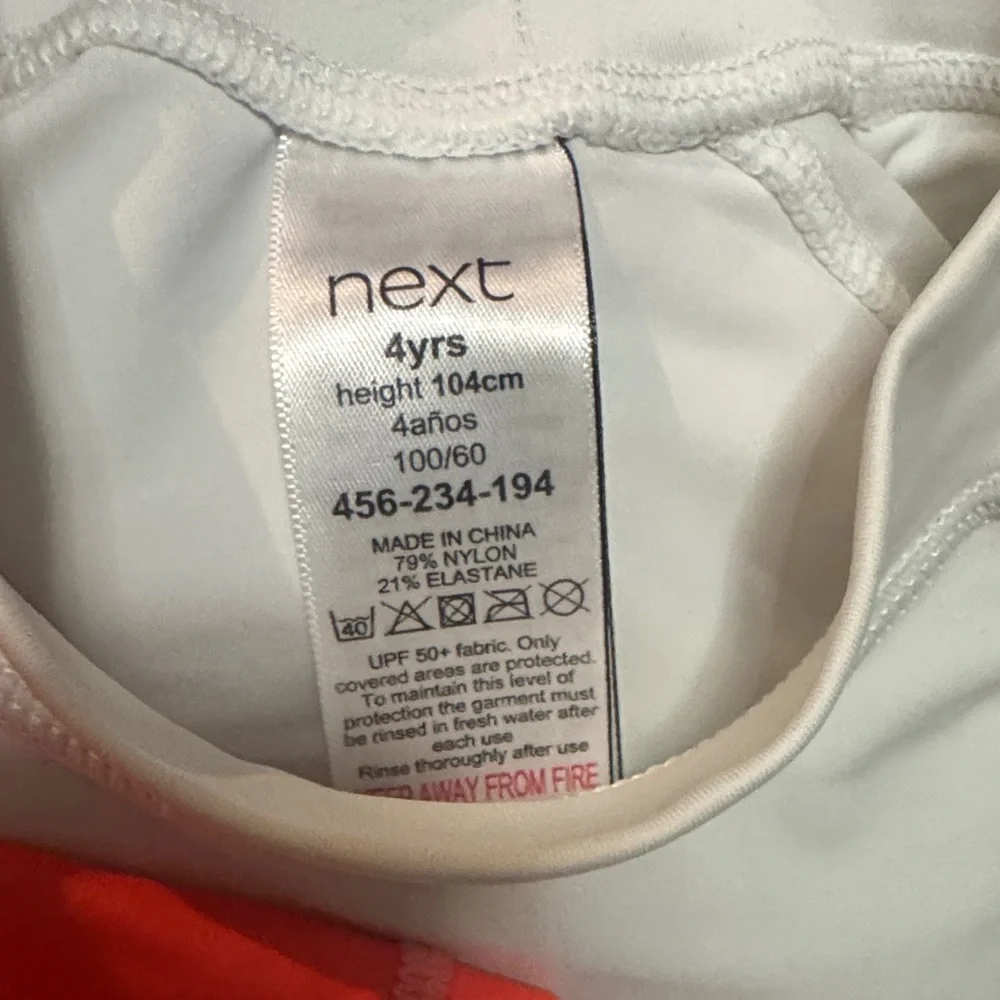 next Kids Short-Sleeve Rash Guard Set - Neon Coral & Light Gray
